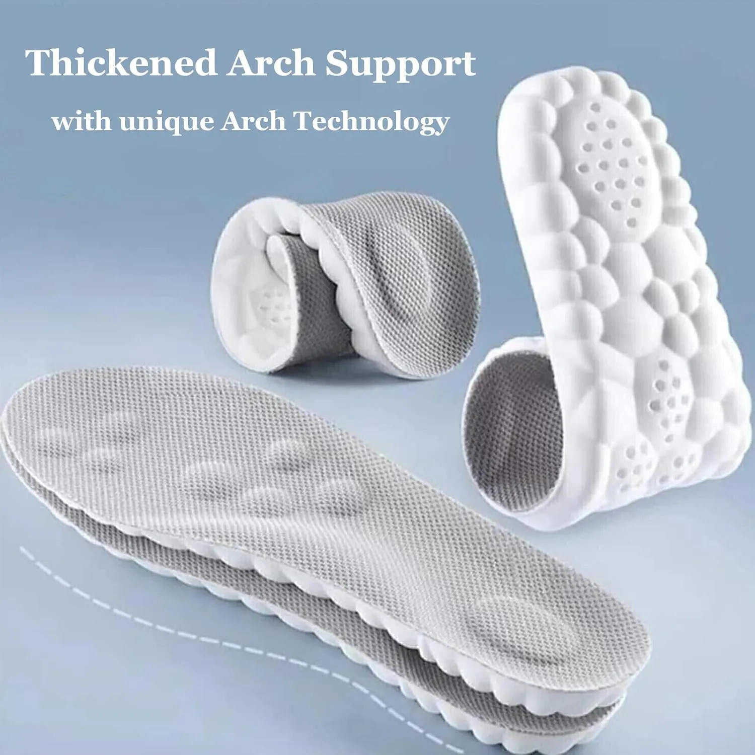 2 Pair 4D Cloud Technology Insole Super Soft Comfort Insoles, U-Shape Memory Foam Insoles, 4D Cloud Insole for Women Men Shock-Absorbing Foot Support Insoles (Blue) (Blue, Men 11.5-12.5/Women 13-14)