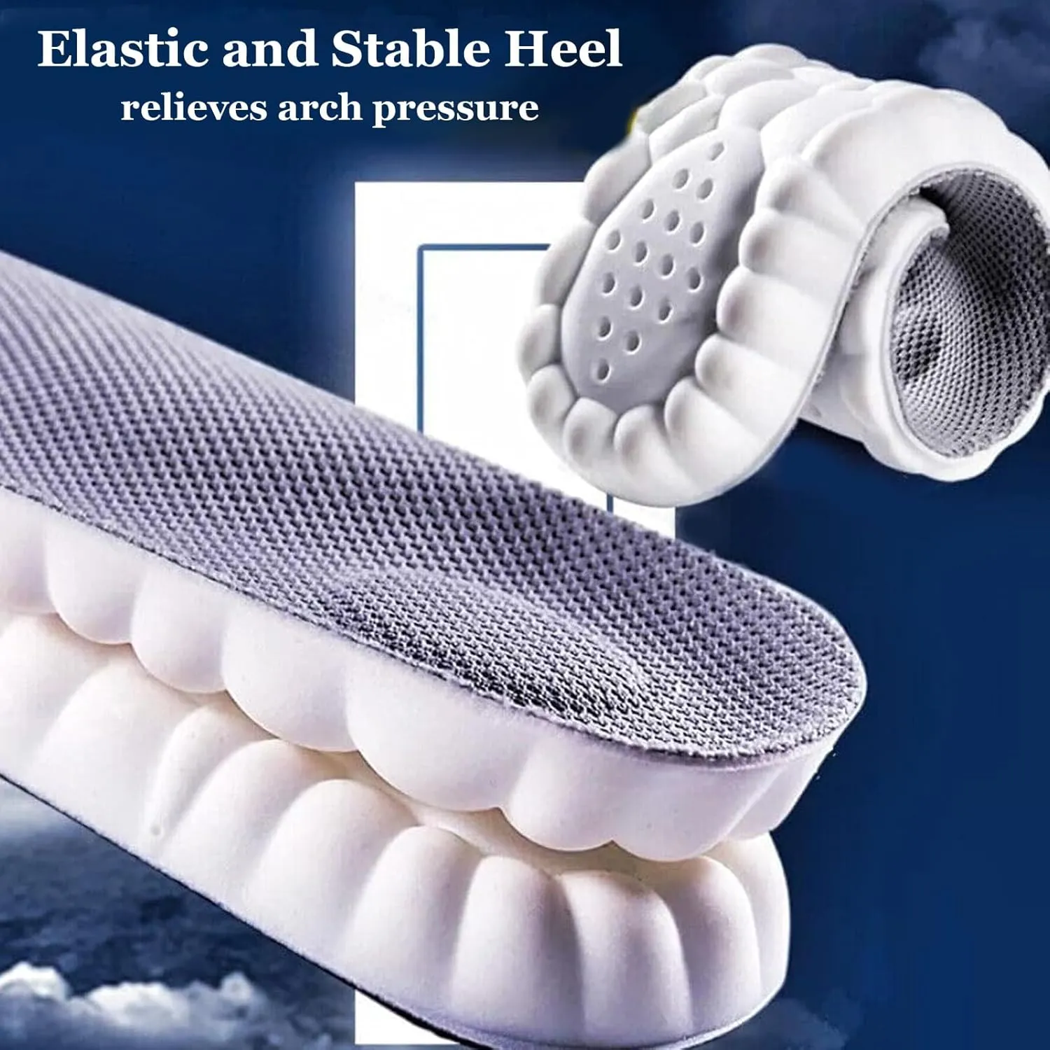 2 Pair 4D Cloud Technology Insole Super Soft Comfort Insoles, U-Shape Memory Foam Insoles, 4D Cloud Insole for Women Men Shock-Absorbing Foot Support Insoles (Blue) (Blue, Men 11.5-12.5/Women 13-14)