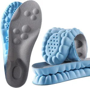 2 Pair 4D Cloud Technology Insole Super Soft Comfort Insoles, U-Shape Memory Foam Insoles, 4D Cloud Insole for Women Men Shock-Absorbing Foot Support Insoles (Blue) (Blue, Men 11.5-12.5/Women 13-14)