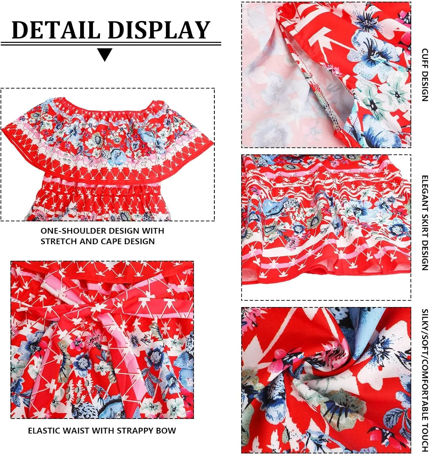 ACOSAP Women's Mexican Dress Summer Floral Print Off The Shoulder Sleeveless Beach Long Maxi Dress