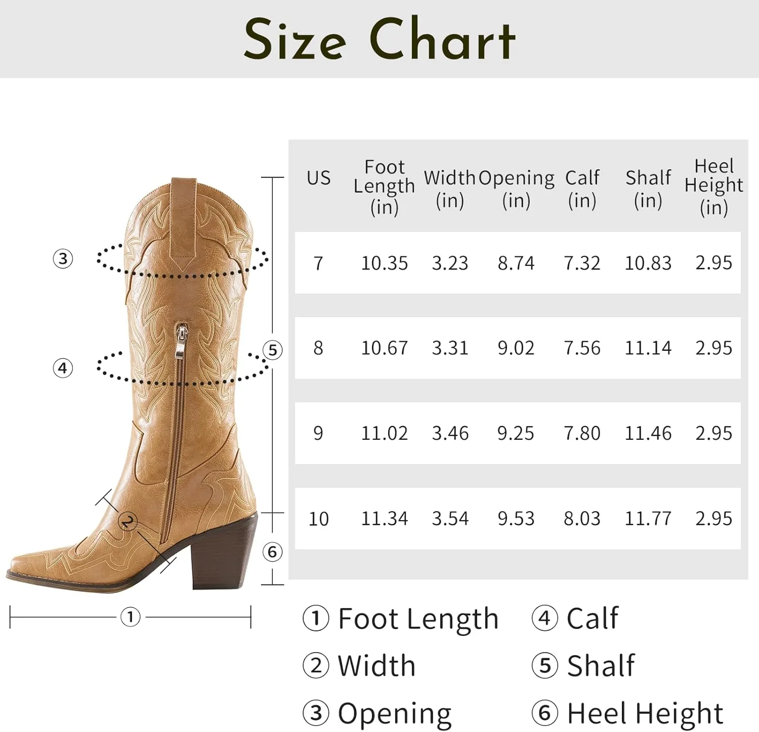 ADAMUMU Womens Wide Calf Cowboy Boots Classic Western-Style Cowboys Boots for Women Pointed Toe Womens Cowgirl Boots with Chunky Heel Non-Slip Sole for Adding Timeless Elegance to Your Wardrobe