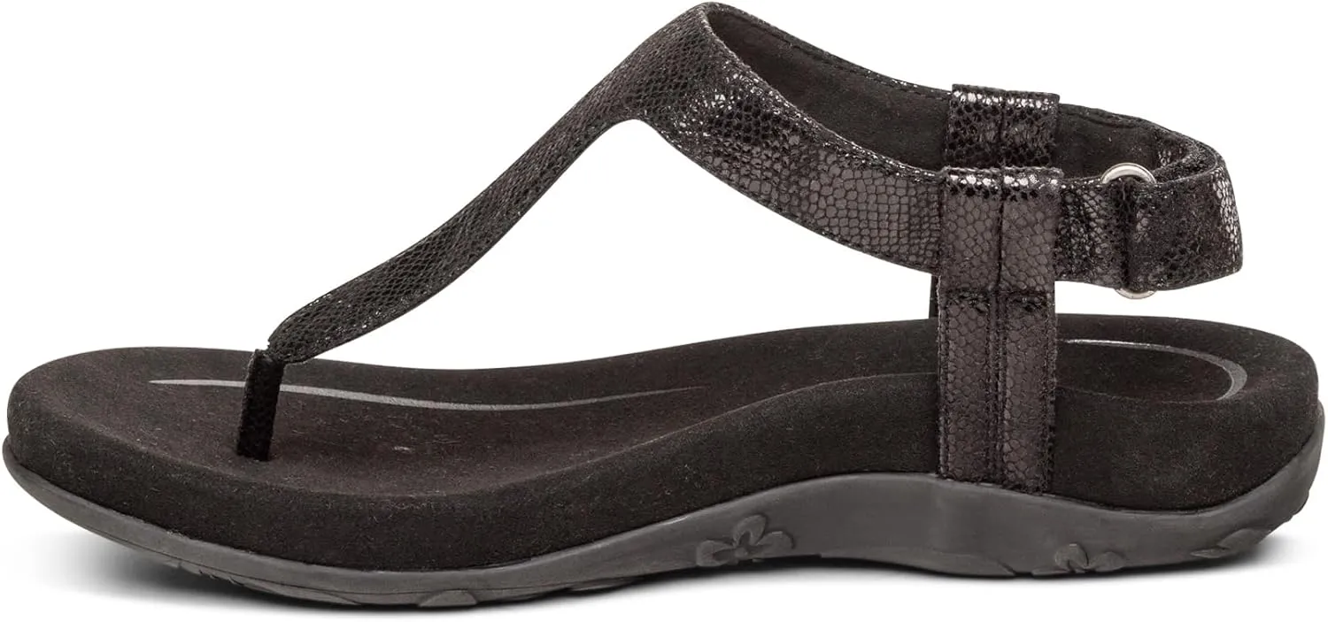 Aetrex Jane Casual Orthopedic Thong Sandals for Women - Adjustable Ankle Strap Memory Foam Womens Sandals with Arch Support
