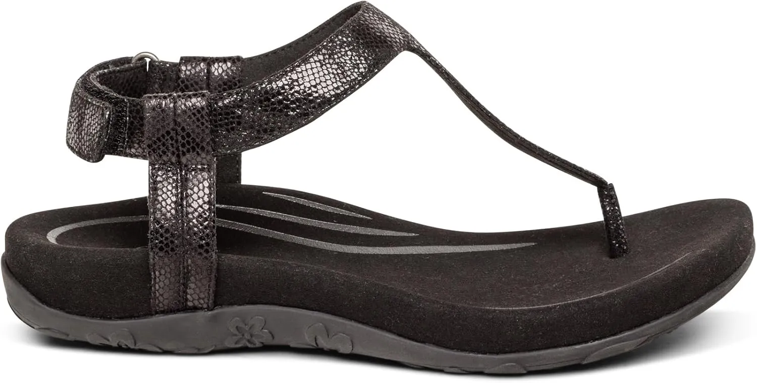 Aetrex Jane Casual Orthopedic Thong Sandals for Women - Adjustable Ankle Strap Memory Foam Womens Sandals with Arch Support