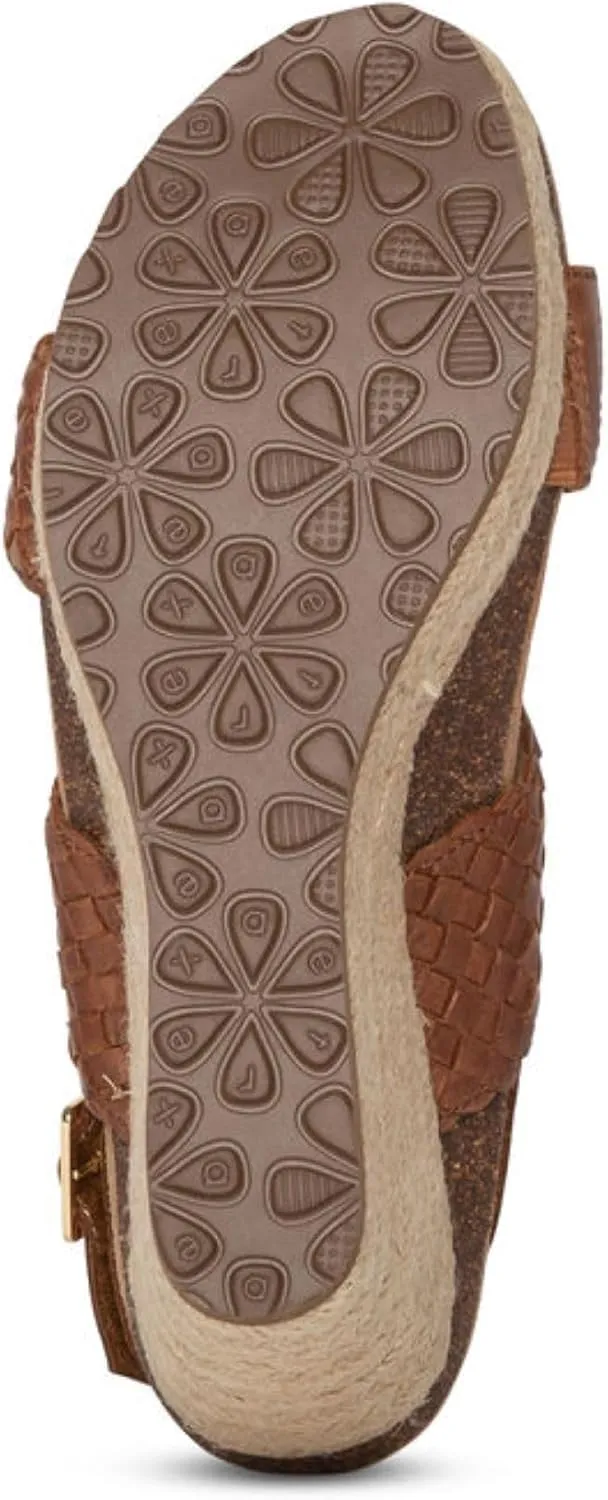 Aetrex Women's Summer Orthopedic Woven Quarter Strap Wedge Sandals - Arch Support Jute Wrapped Platform Wedge Sandals