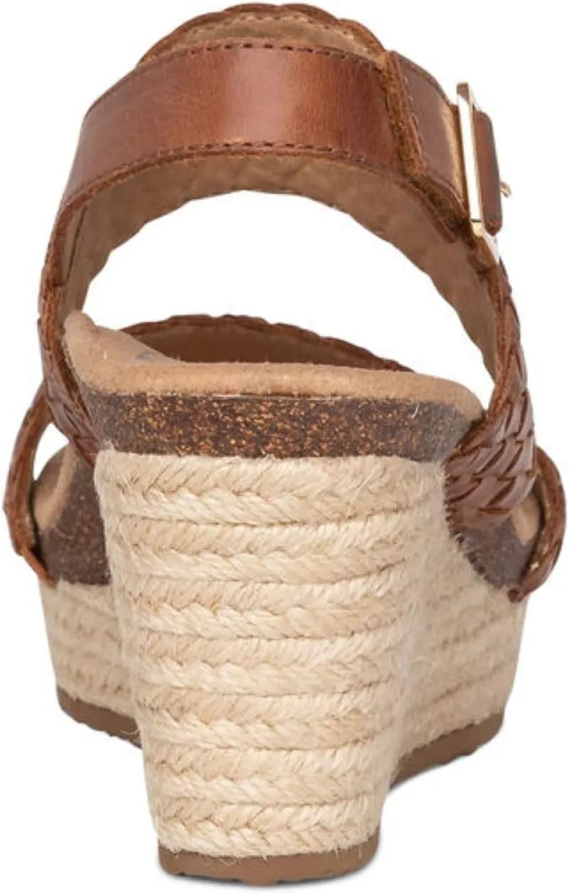 Aetrex Women's Summer Orthopedic Woven Quarter Strap Wedge Sandals - Arch Support Jute Wrapped Platform Wedge Sandals