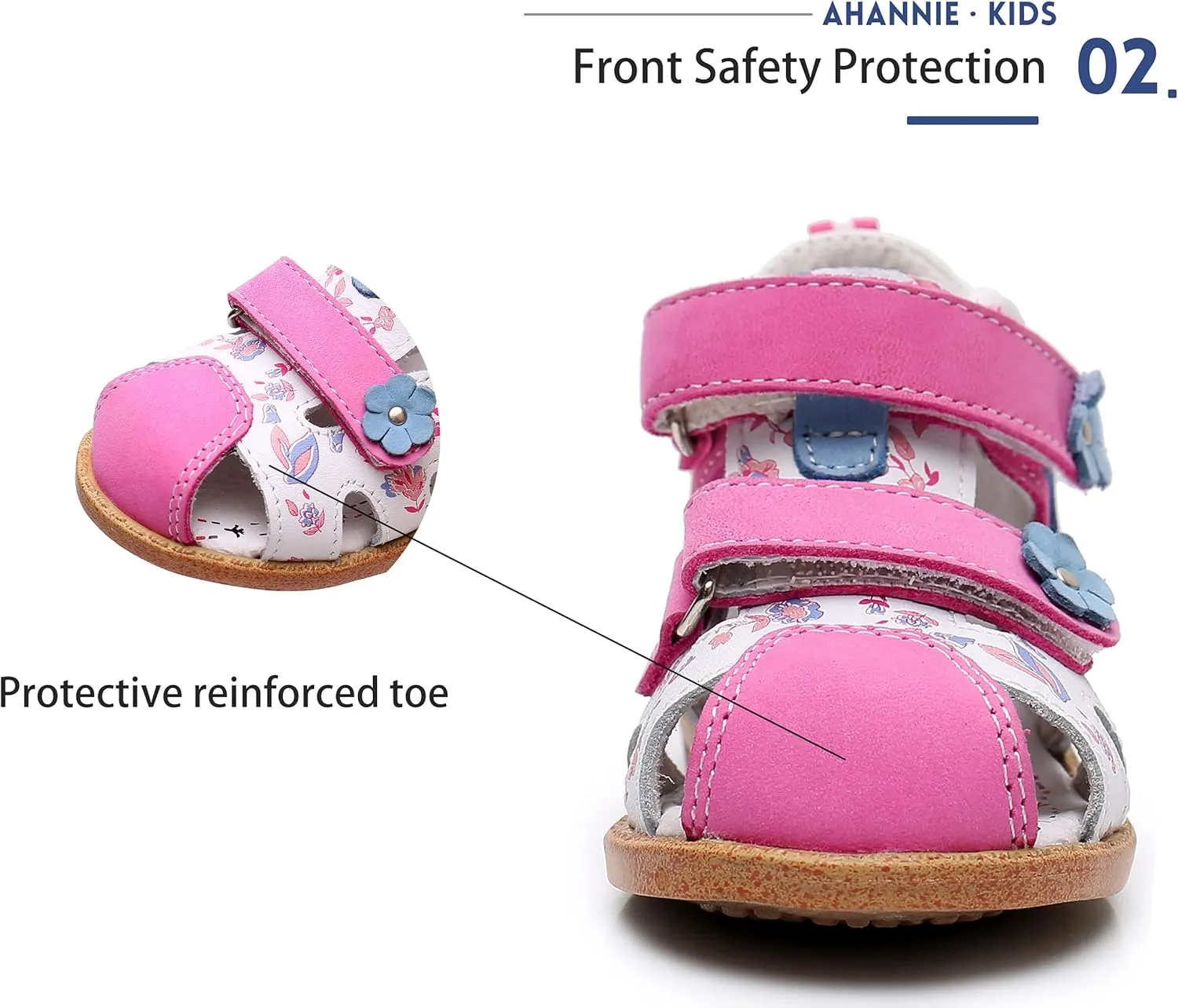 Ahannie Boys Girls Sandals for Toddler & Little Kids Closed Toe Summer Shoes with Hook Loop