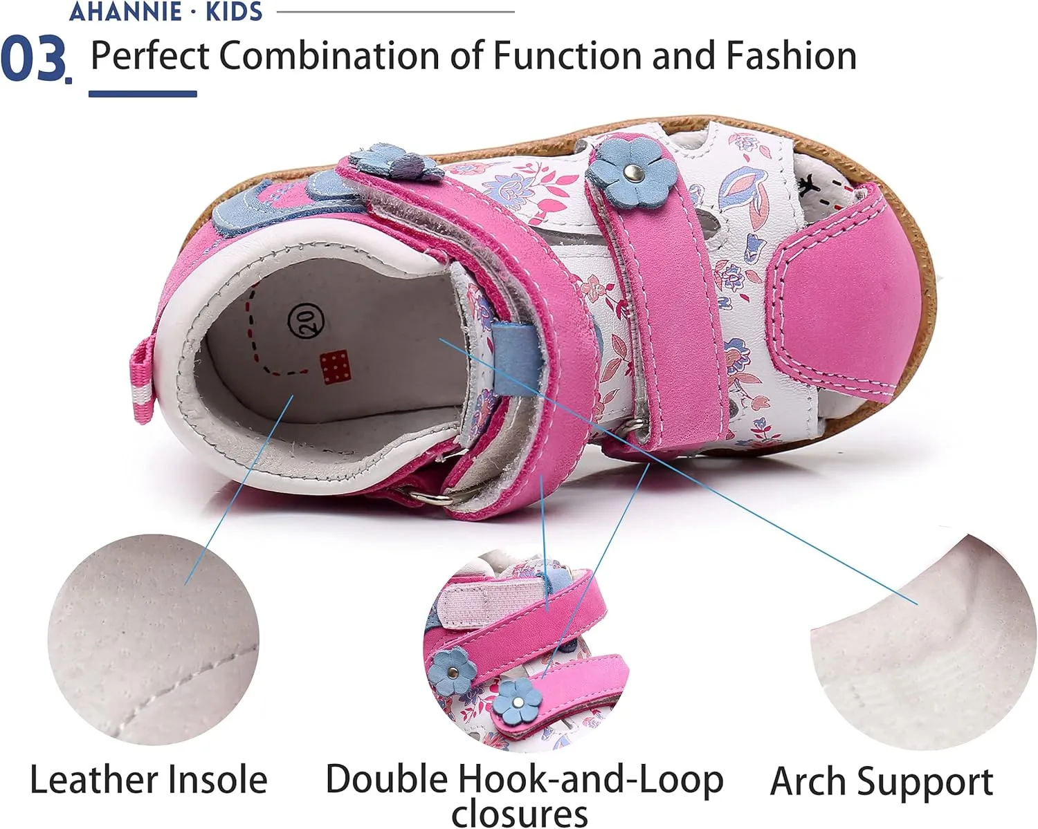 Ahannie Boys Girls Sandals for Toddler & Little Kids Closed Toe Summer Shoes with Hook Loop
