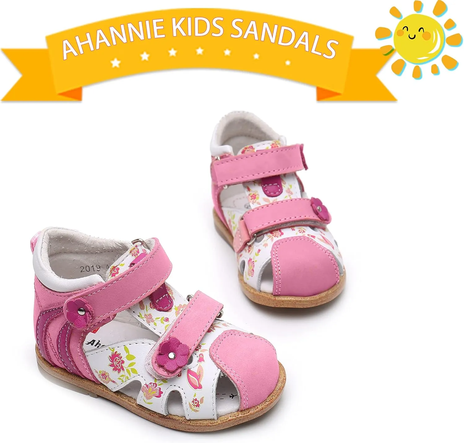 Ahannie Boys Girls Sandals for Toddler & Little Kids Closed Toe Summer Shoes with Hook Loop