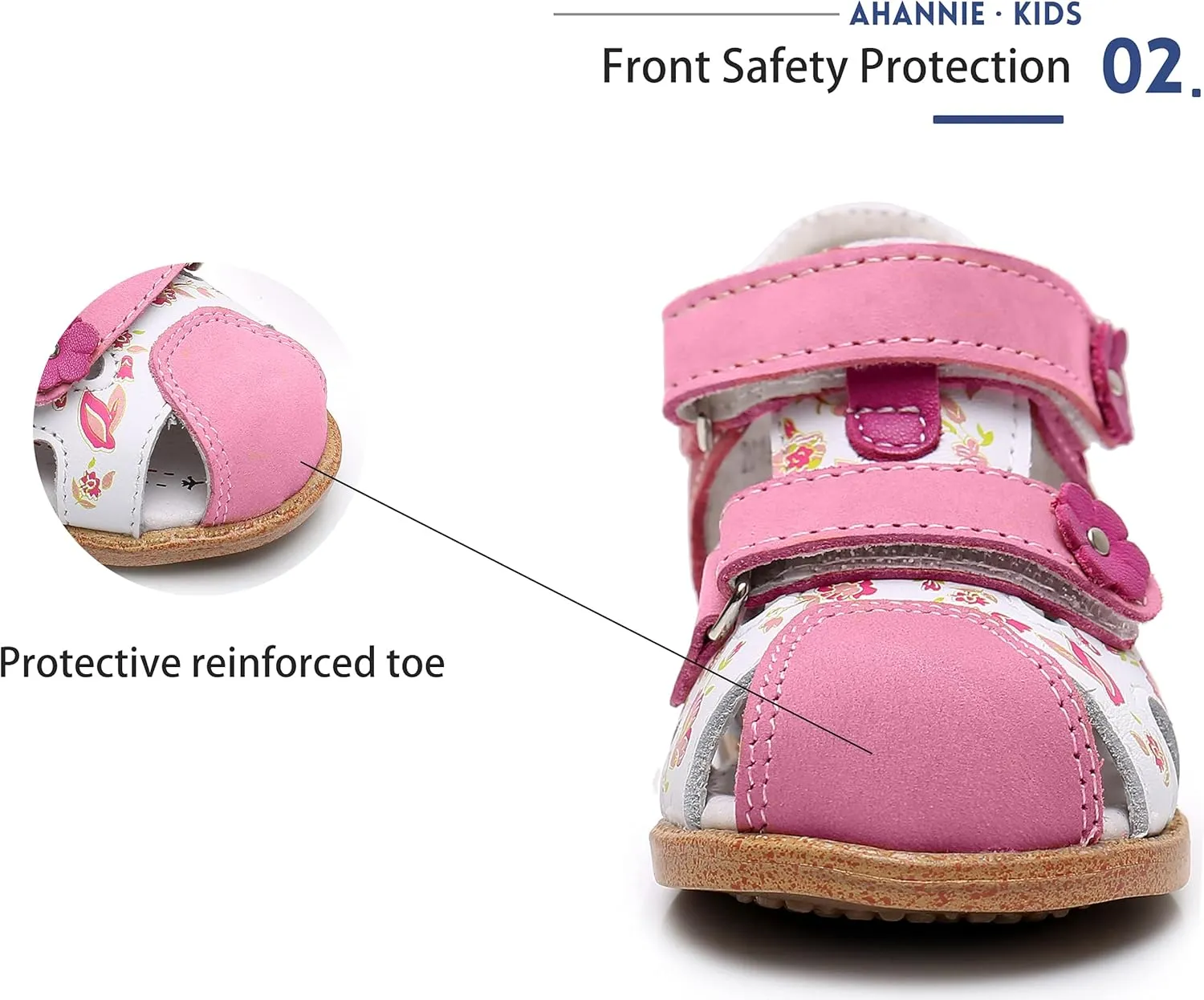 Ahannie Boys Girls Sandals for Toddler & Little Kids Closed Toe Summer Shoes with Hook Loop