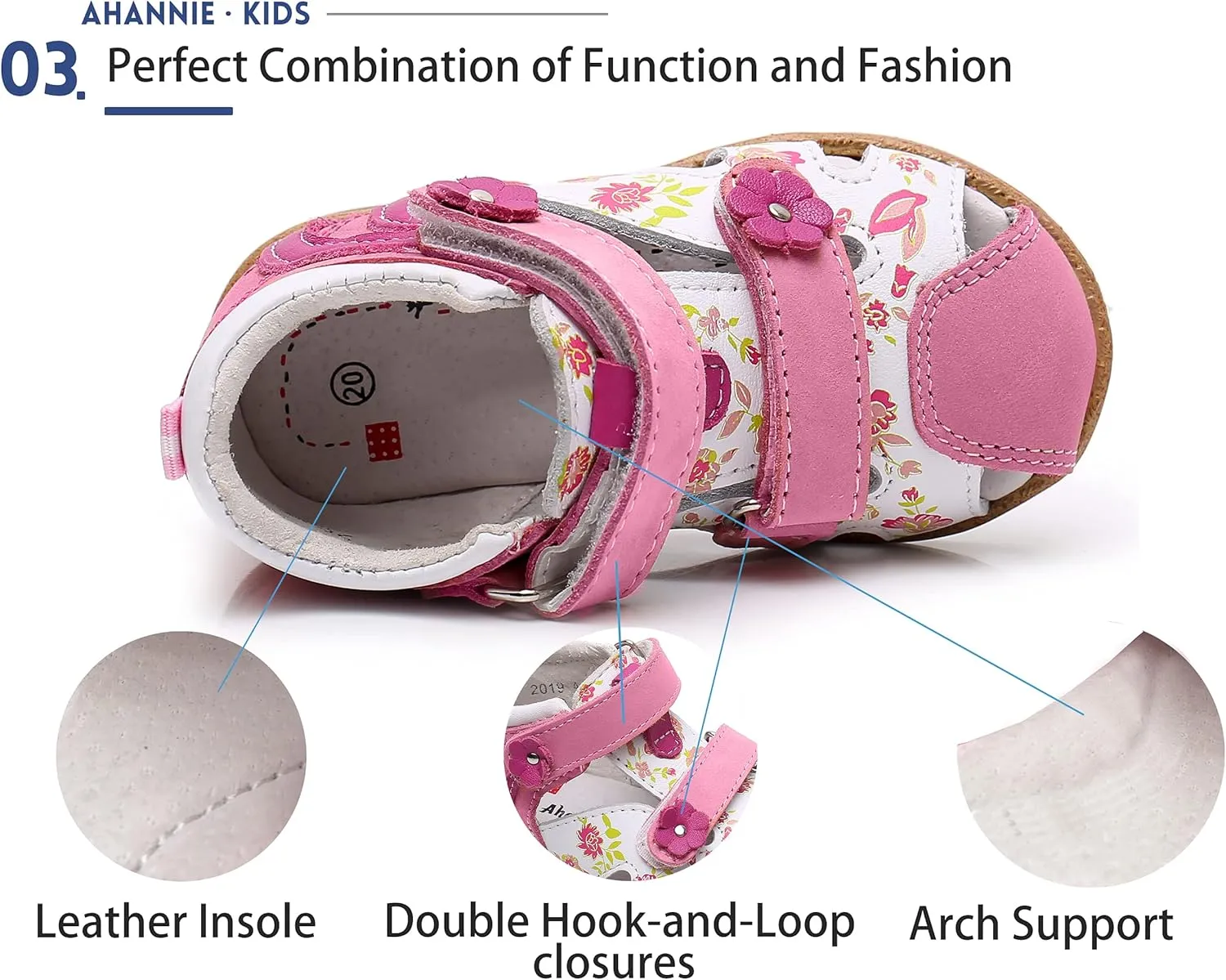 Ahannie Boys Girls Sandals for Toddler & Little Kids Closed Toe Summer Shoes with Hook Loop