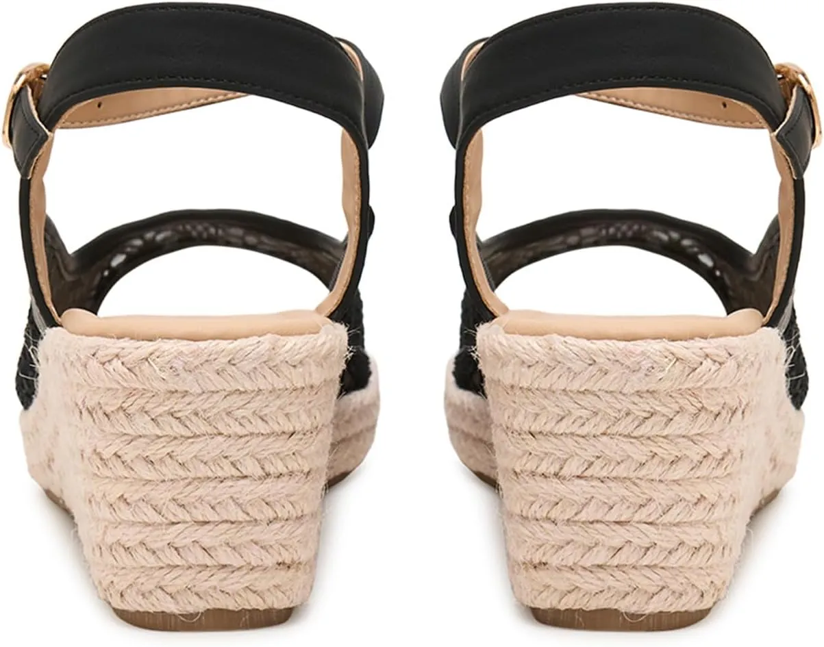 Alexis Leroy Wedge Heel Cut-Out Vamp Peep Toe Slingback Women's Sandals