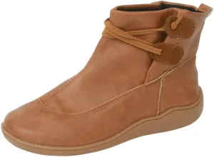 AMDBEL Boots for Women Ankle Booties No Heel Premium Orthopedic Shoes Arch Support Leather Comfortable Side Zip Winter Boots