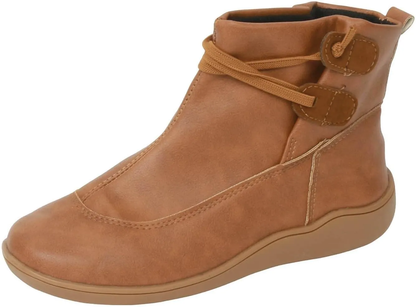 AMDBEL Boots for Women Ankle Booties No Heel Premium Orthopedic Shoes Arch Support Leather Comfortable Side Zip Winter Boots