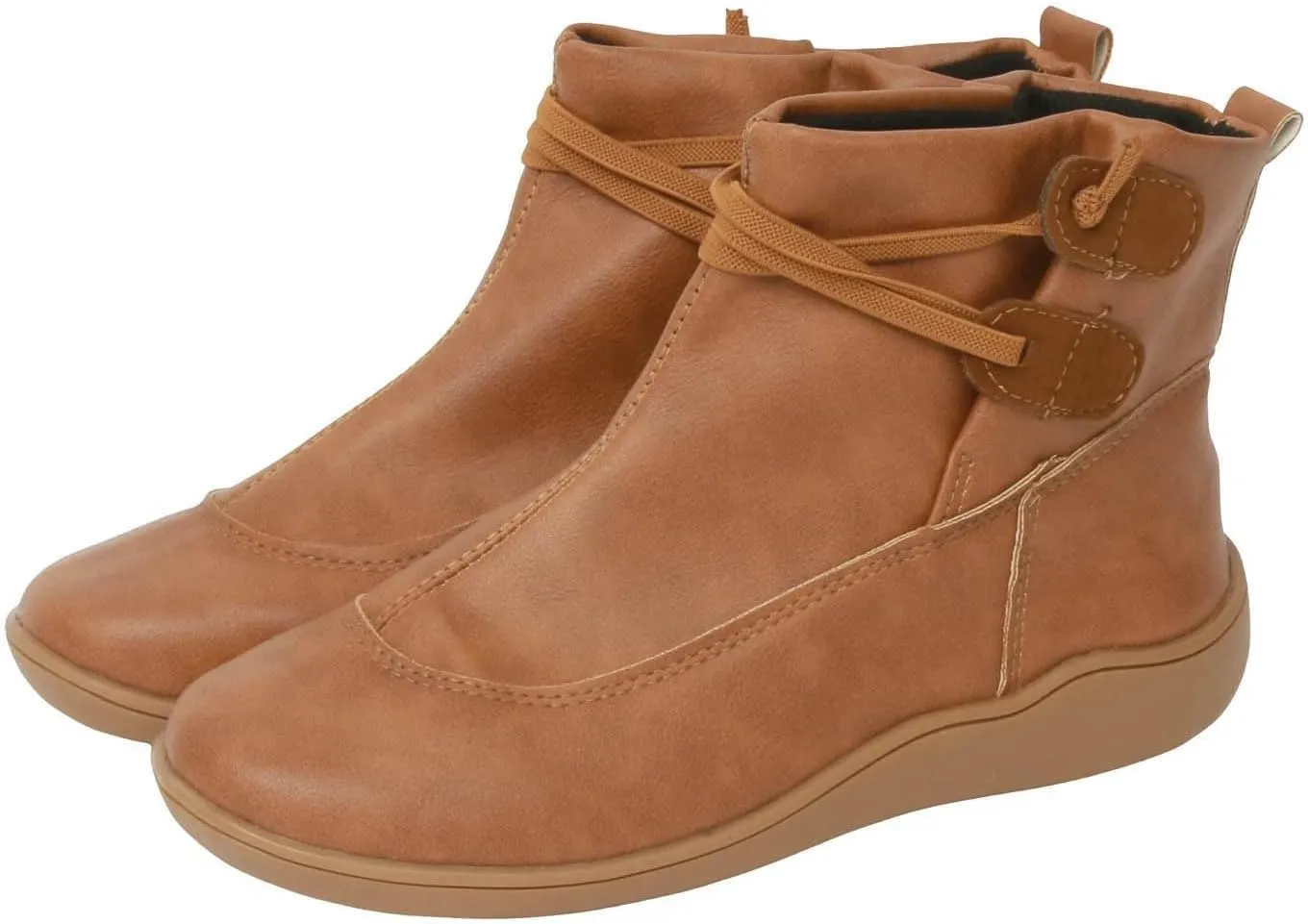 AMDBEL Boots for Women Ankle Booties No Heel Premium Orthopedic Shoes Arch Support Leather Comfortable Side Zip Winter Boots