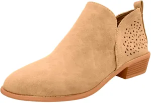 AMDBEL Fall Boots for Women 2024 Ankle Booties Low Heel Short Boots Chelsea Boots Hollow Out Pointd Toe Fall Winter Shoes