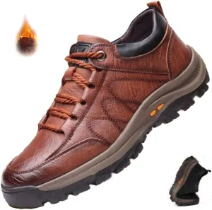 AngryMonkey Men Hiking Shoes Arch Support Anti-Fatigue Anti Slip Shock-Absorbing Outdoor Snow Warm Running Boots,Large Sizes 6 to 13 (Brown&Cotton,8.5,Men,8.5)