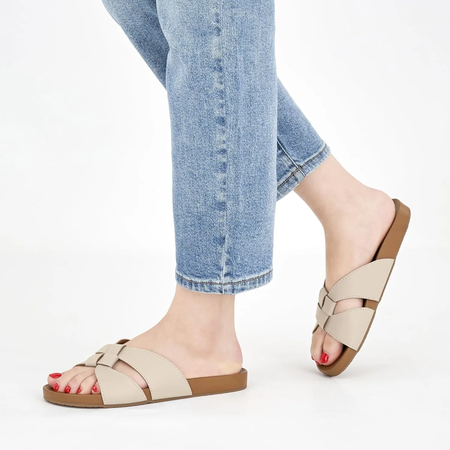 Arch Support Sandals for Women: Comfortable Dressy Summer Slides - Ladies Walking Beach Shoes Indoor Outdoor