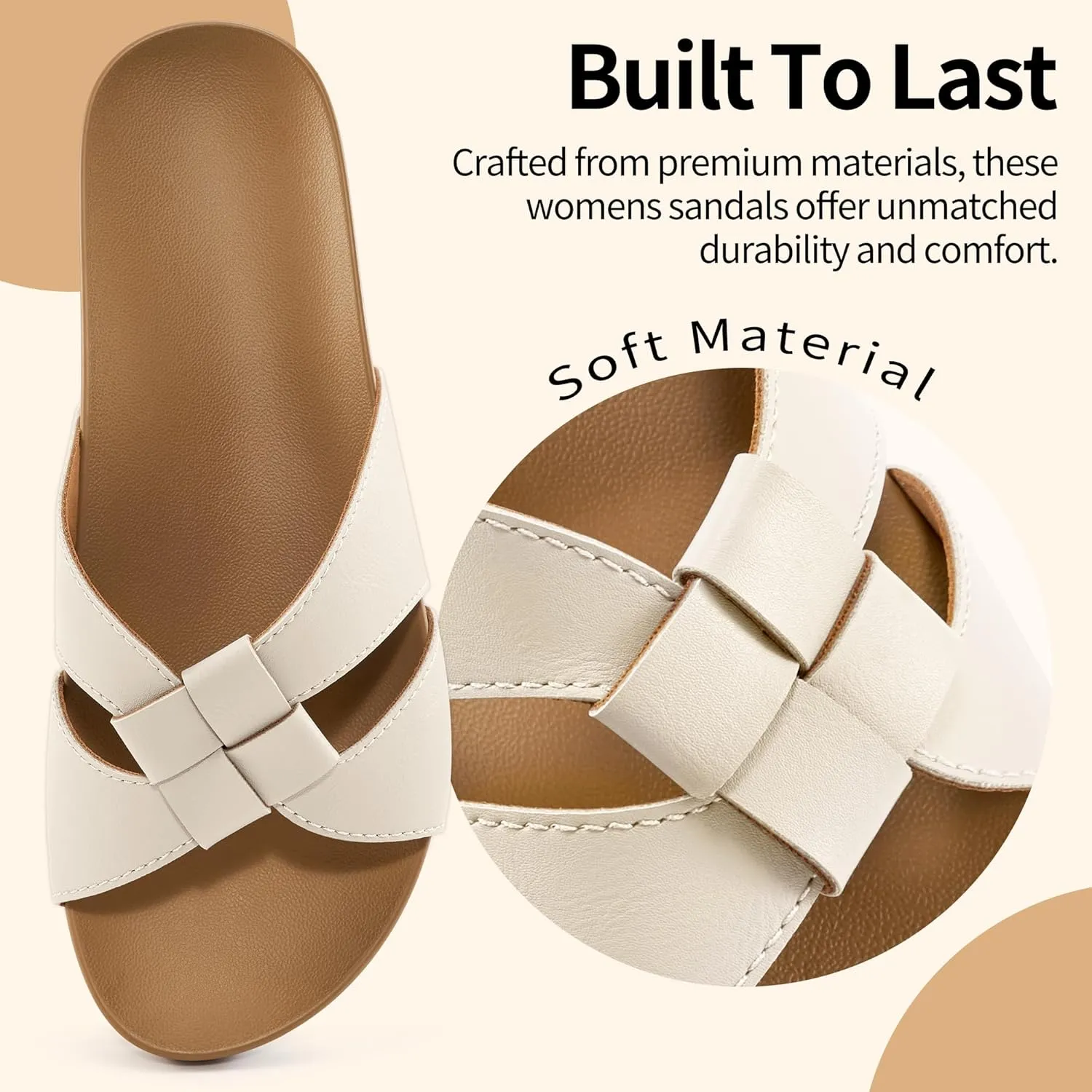 Arch Support Sandals for Women: Comfortable Dressy Summer Slides - Ladies Walking Beach Shoes Indoor Outdoor