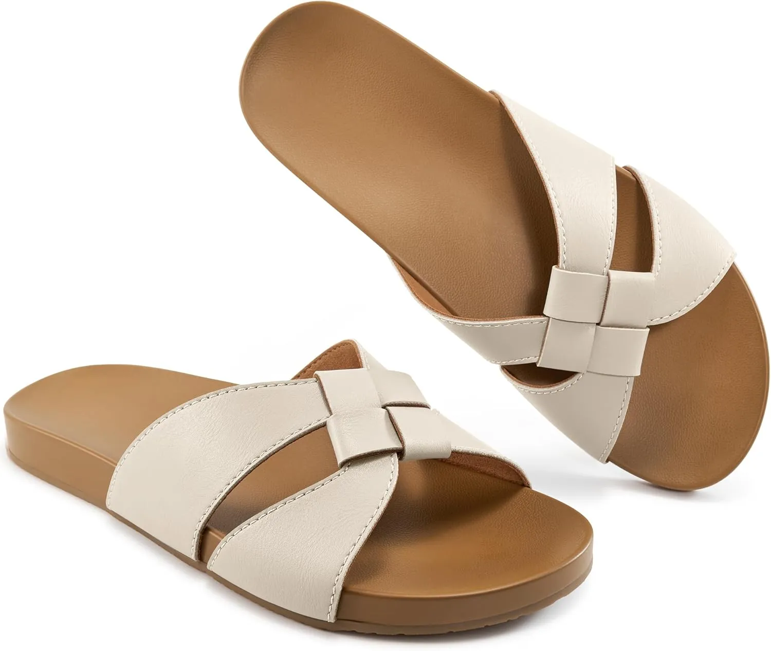 Arch Support Sandals for Women: Comfortable Dressy Summer Slides - Ladies Walking Beach Shoes Indoor Outdoor