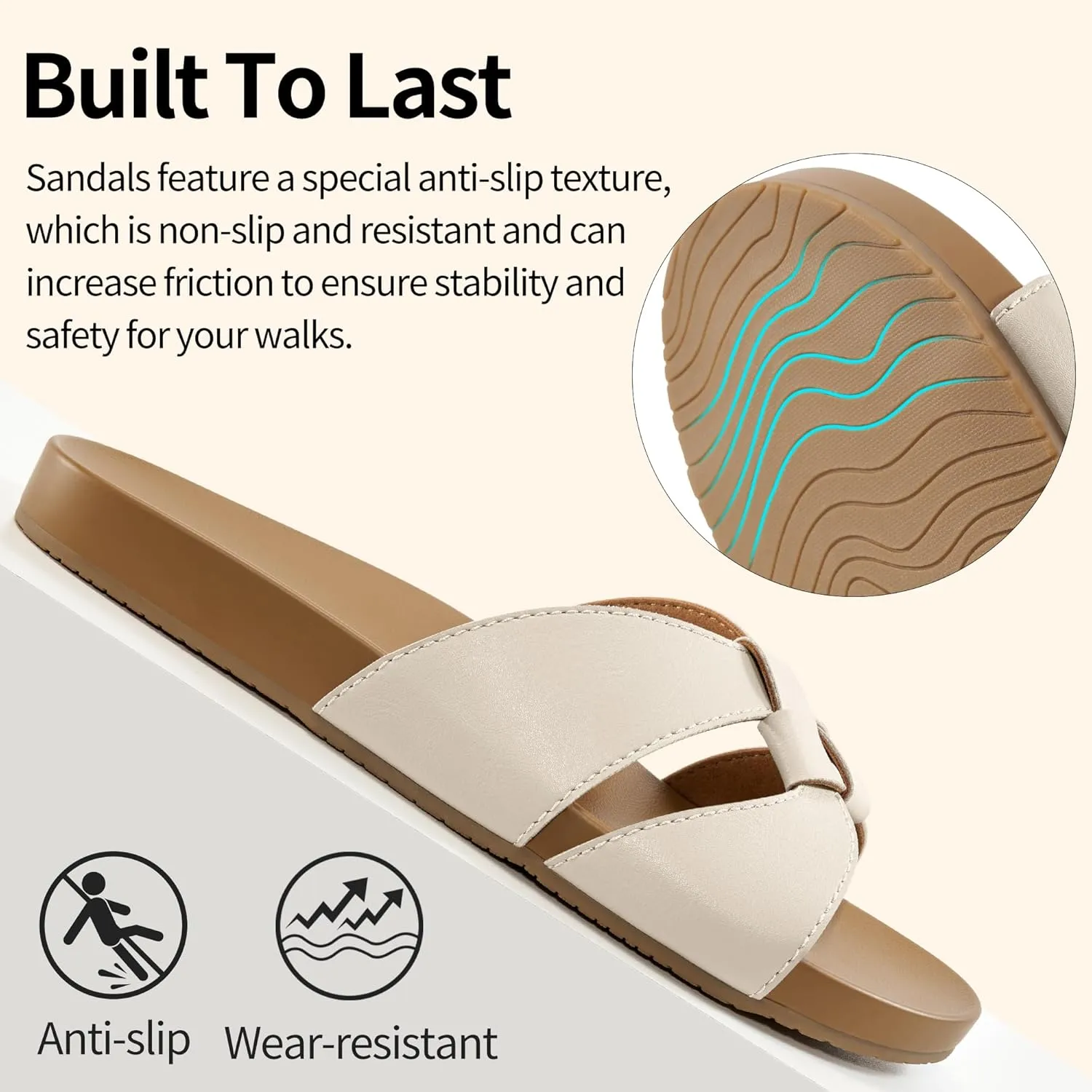 Arch Support Sandals for Women: Comfortable Dressy Summer Slides - Ladies Walking Beach Shoes Indoor Outdoor