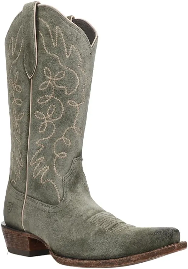 ARIAT Womens Jukebox Embroidered Snip Toe Casual Boots Mid Calf Low Heel 1-2" - Brown