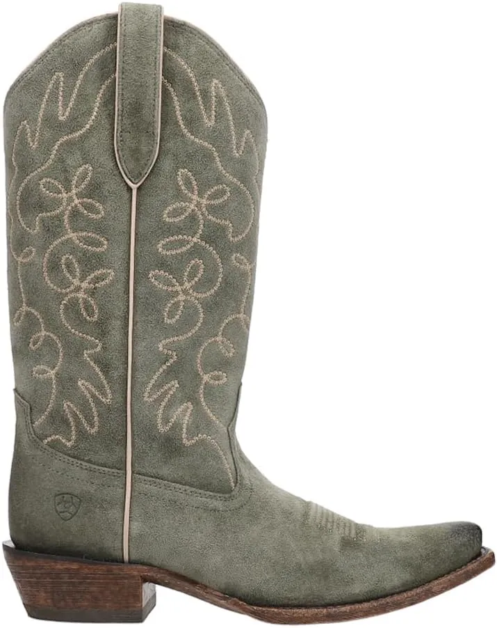 ARIAT Womens Jukebox Embroidered Snip Toe Casual Boots Mid Calf Low Heel 1-2" - Brown