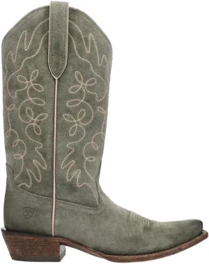 ARIAT Womens Jukebox Embroidered Snip Toe Casual Boots Mid Calf Low Heel 1-2" - Brown