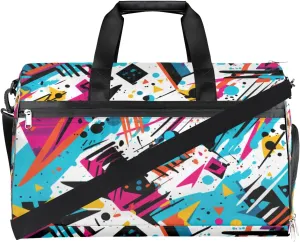 Art Colorful Travel Duffel Bag, Abstract Ink Print Sports Tote Gym Bag with Wet Pocket & Shoes Compartment Foldable Weekender Bag Workout Bag Carry on Luggage Handle Bag Overnight Bag for Women