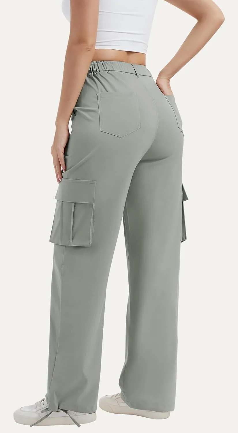 AVAMO Stretchy Cargo Pants for Women with Pockets High Waisted Baggy Wide Leg Y2K Lightweight Hiking Casual Streetwear