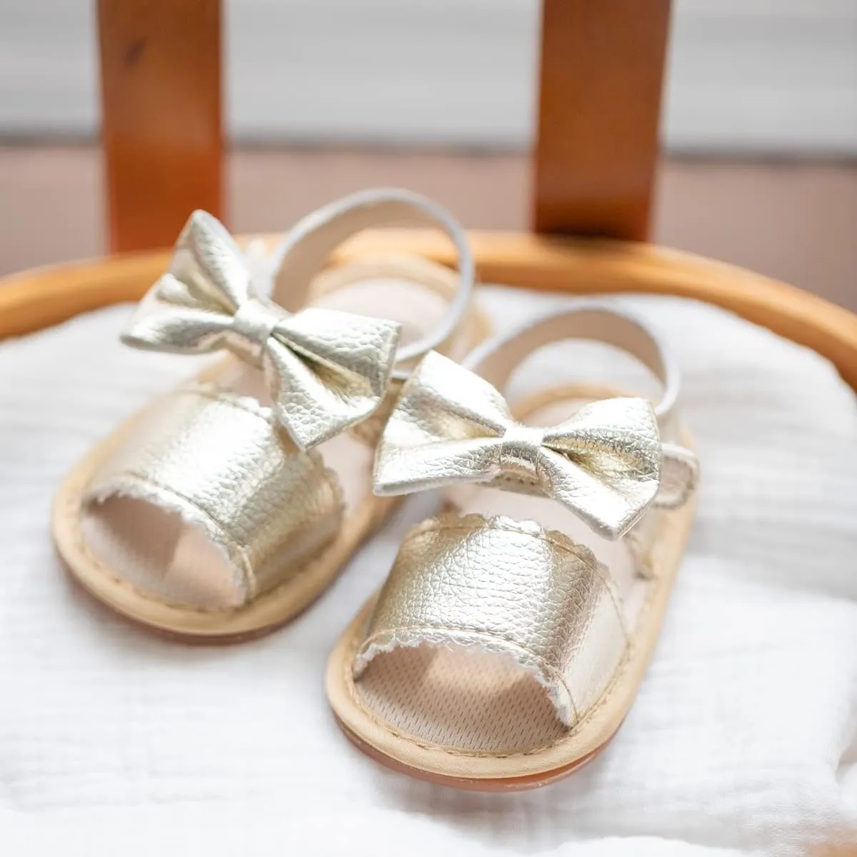 Babelvit Infant Baby Girl Boy Sandals Comfort Premium Summer Outdoor Casual Beach Shoes with Flower Bowknot Anti Slip Rubber Sole Newborn Toddler Prewalker First Walking Shoes