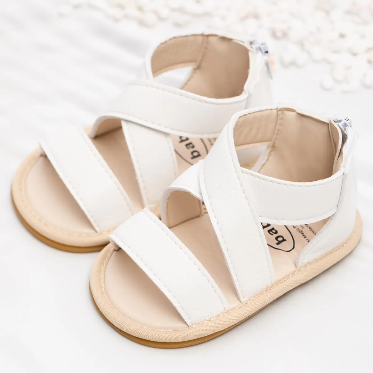 Babelvit Infant Baby Girl Boy Sandals Comfort Premium Summer Outdoor Casual Beach Shoes with Flower Bowknot Anti Slip Rubber Sole Newborn Toddler Prewalker First Walking Shoes