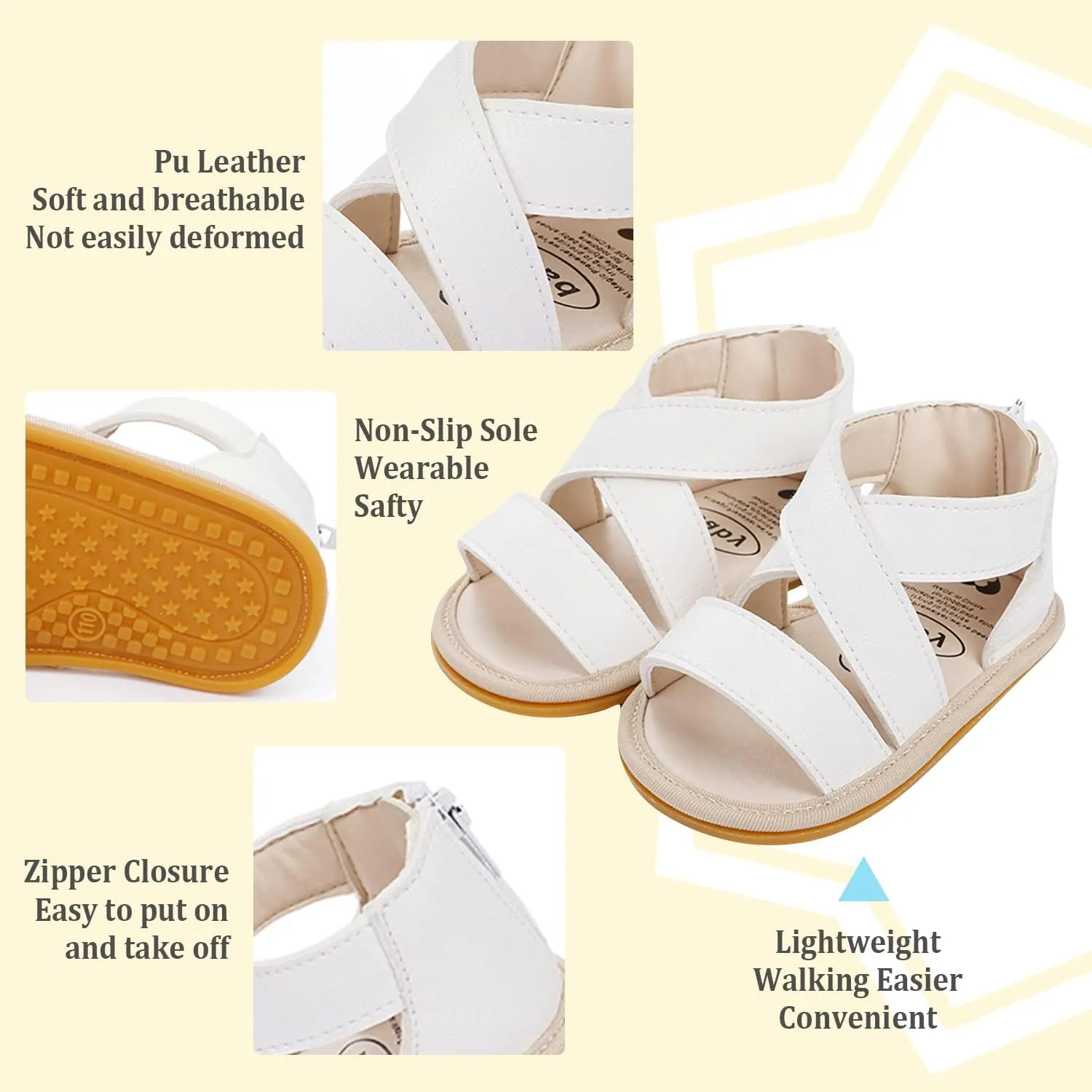 Babelvit Infant Baby Girl Boy Sandals Comfort Premium Summer Outdoor Casual Beach Shoes with Flower Bowknot Anti Slip Rubber Sole Newborn Toddler Prewalker First Walking Shoes