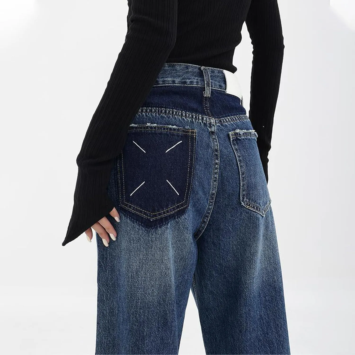 Baggy Jeans for Women Y2K Low Rise High Street Boyfriend Pants Vintage Teen Girls Hiphop Wide Leg Denim Trousers