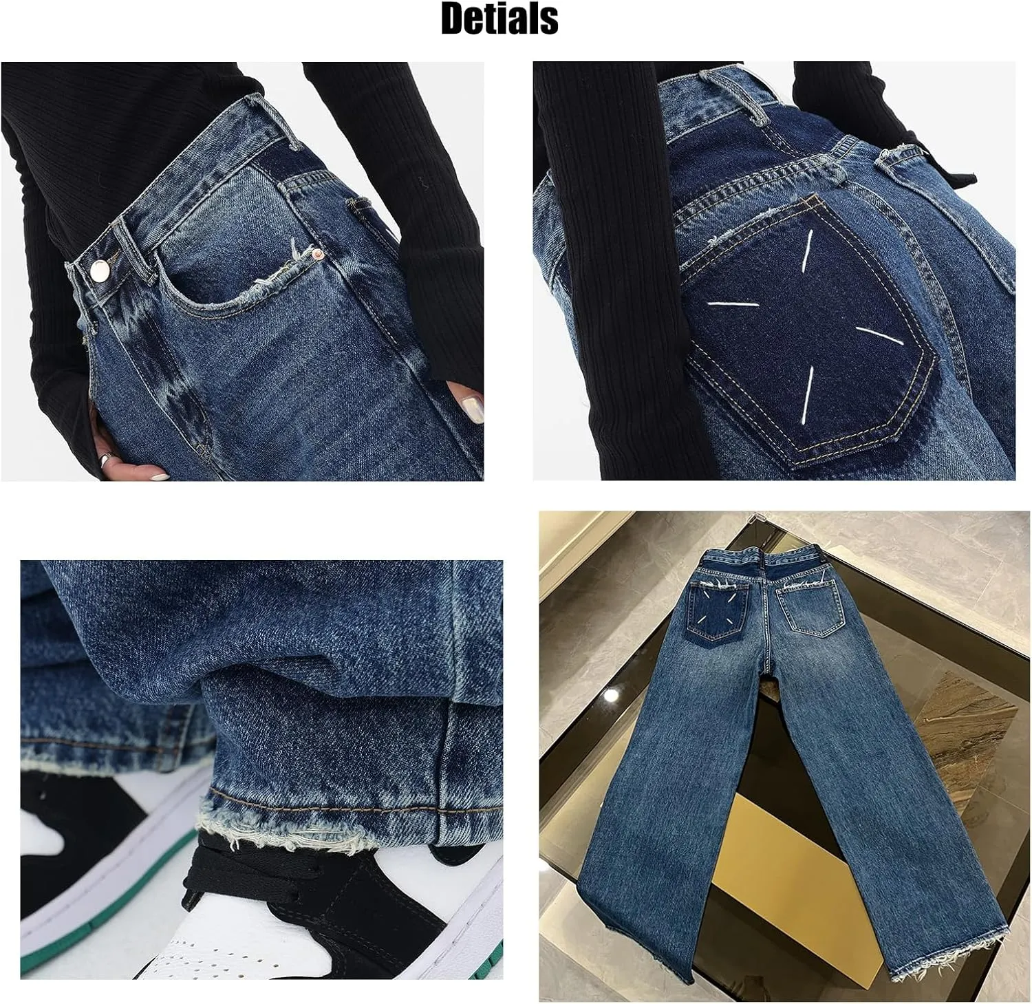 Baggy Jeans for Women Y2K Low Rise High Street Boyfriend Pants Vintage Teen Girls Hiphop Wide Leg Denim Trousers