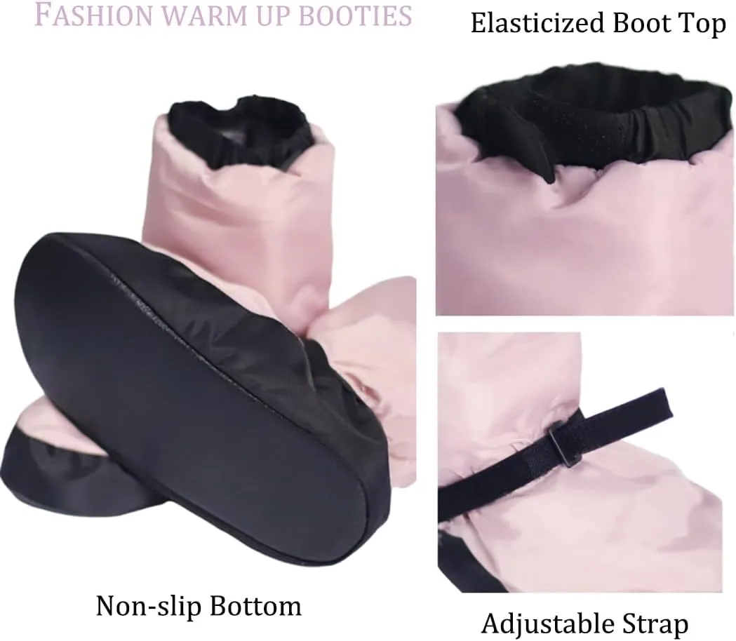 Ballet Warm Up Booties for Women, Flat Dance Shoes Ankle Boots with Strap