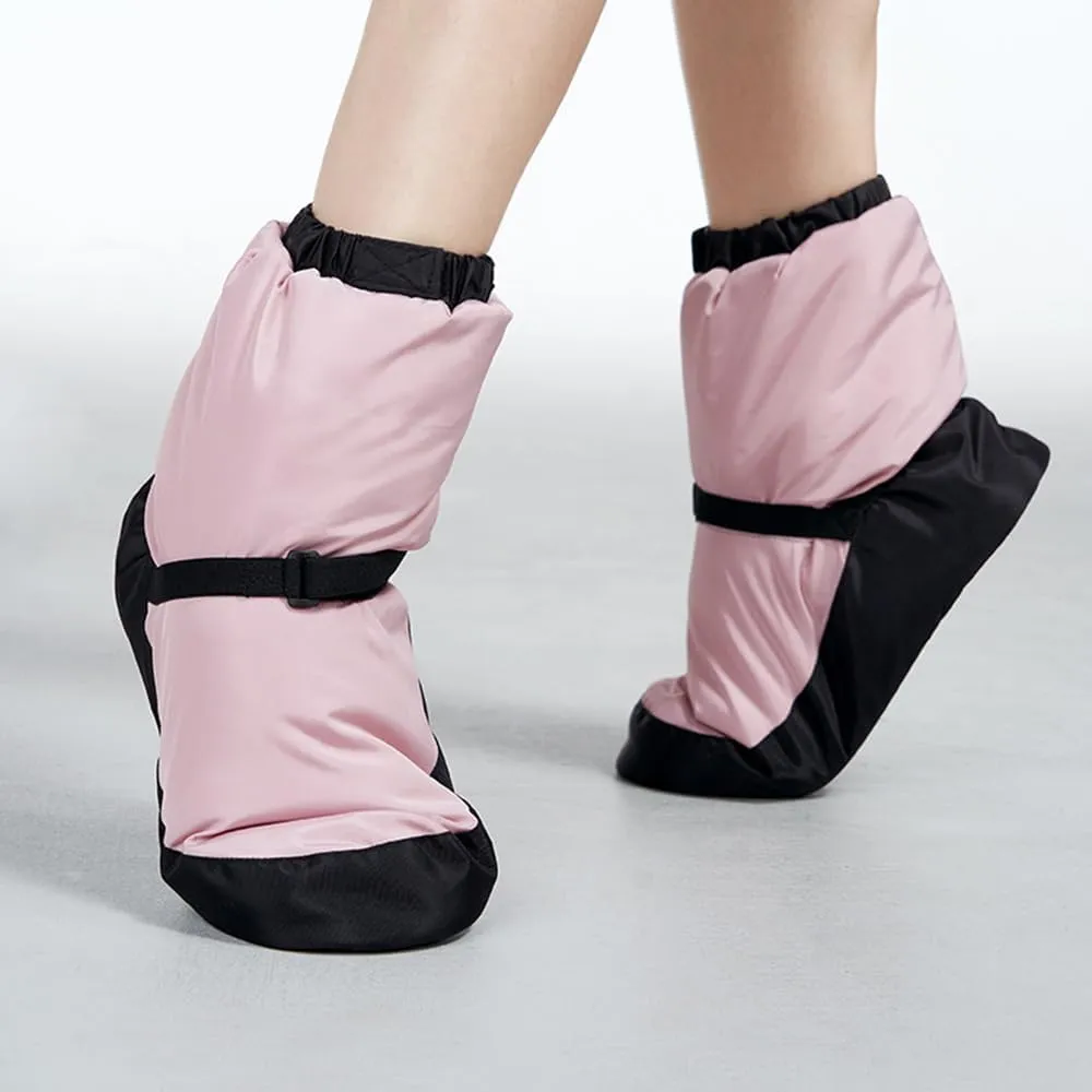Ballet Warm Up Booties for Women, Flat Dance Shoes Ankle Boots with Strap