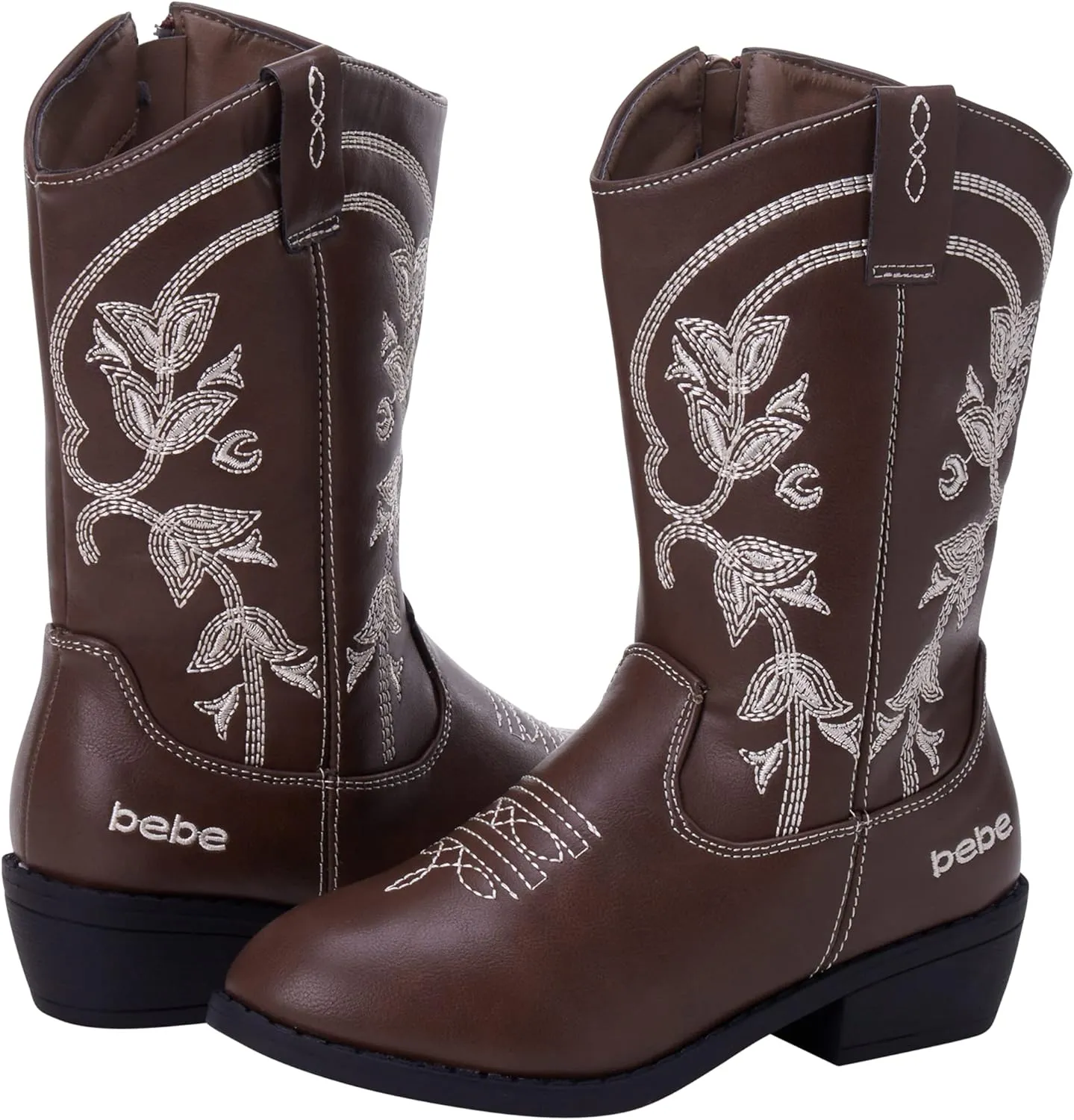 bebe Girls' Cowboy Boots - Classic Western Country Cowgirl Boots - Mid Calf Riding Shoes for Toddlers Little and Big Girls