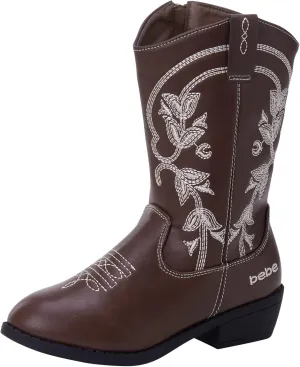 bebe Girls' Cowboy Boots - Classic Western Country Cowgirl Boots - Mid Calf Riding Shoes for Toddlers Little and Big Girls