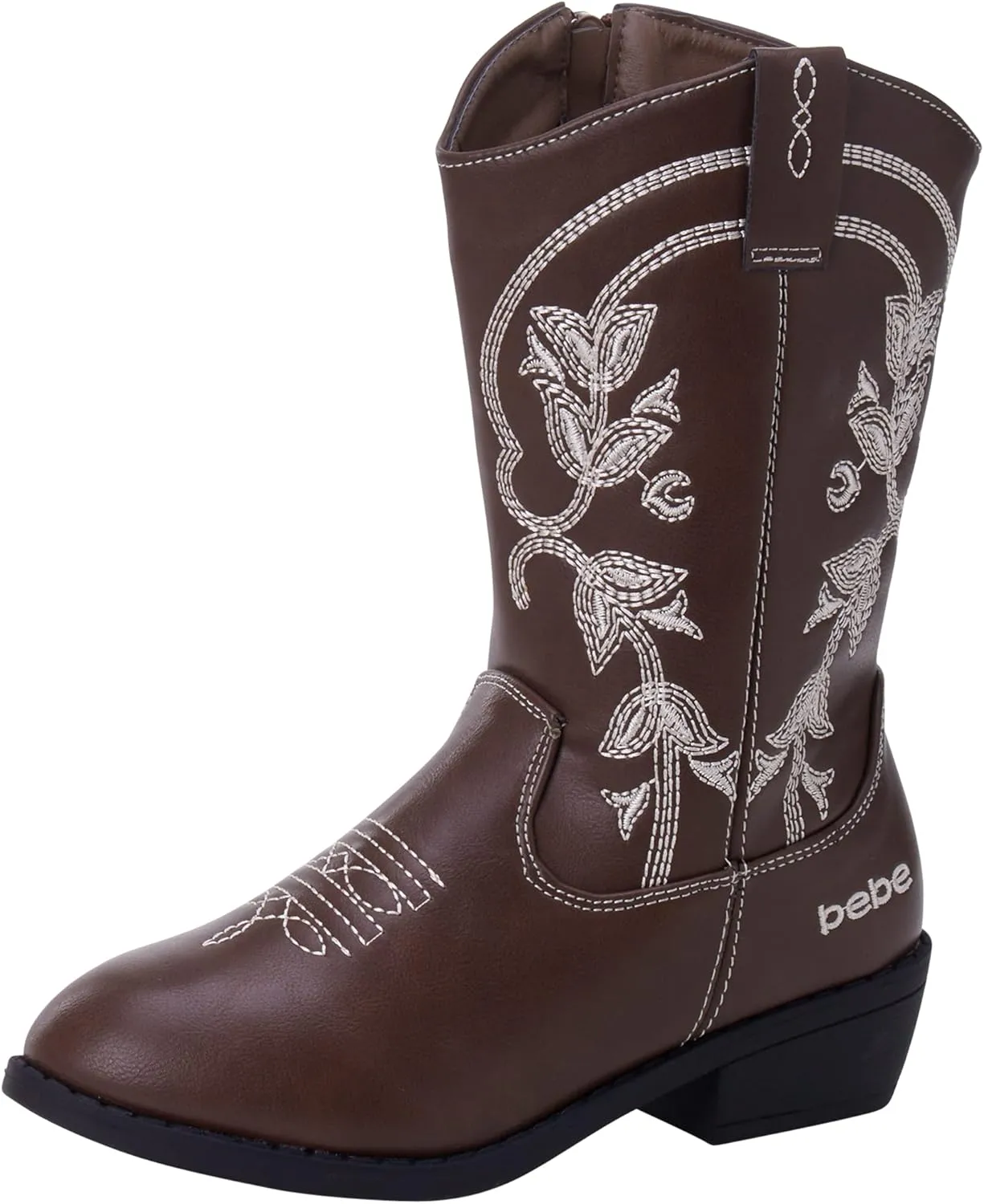 bebe Girls' Cowboy Boots - Classic Western Country Cowgirl Boots - Mid Calf Riding Shoes for Toddlers Little and Big Girls