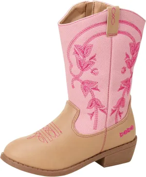 bebe Girls' Cowboy Boots - Classic Western Country Cowgirl Boots - Mid Calf Riding Shoes for Toddlers Little and Big Girls