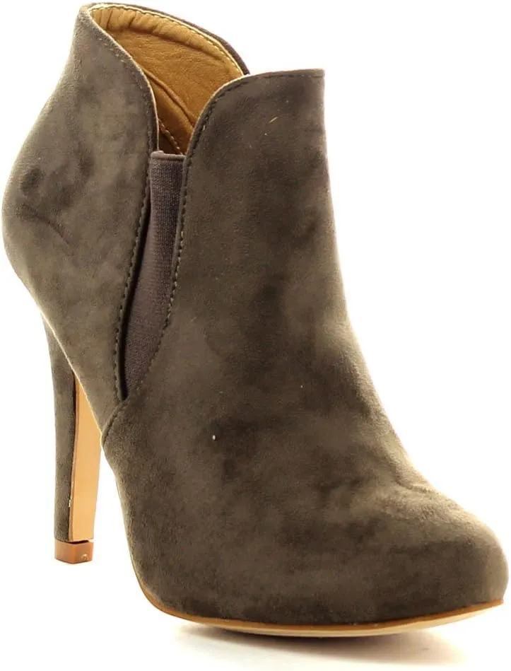 Bella Marie Kendall Women's Classic Chelsea style Round Toe Elastic Gore high heel Ankle Boots Booties