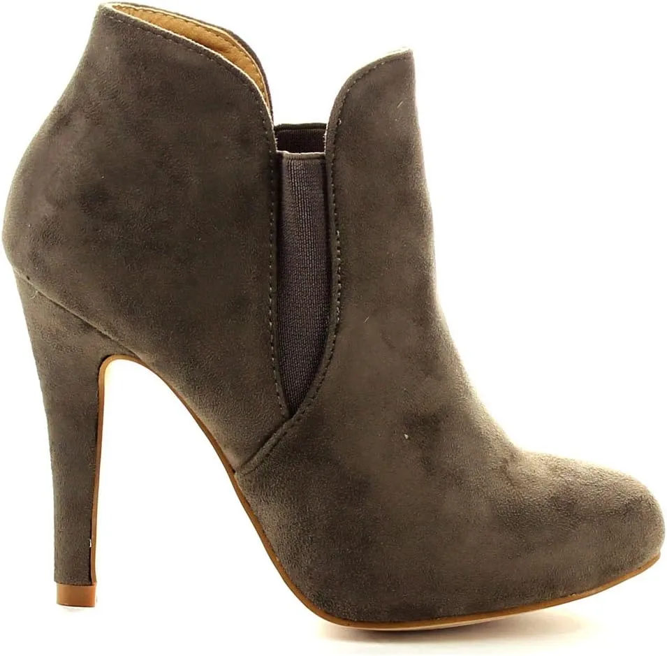 Bella Marie Kendall Women's Classic Chelsea style Round Toe Elastic Gore high heel Ankle Boots Booties