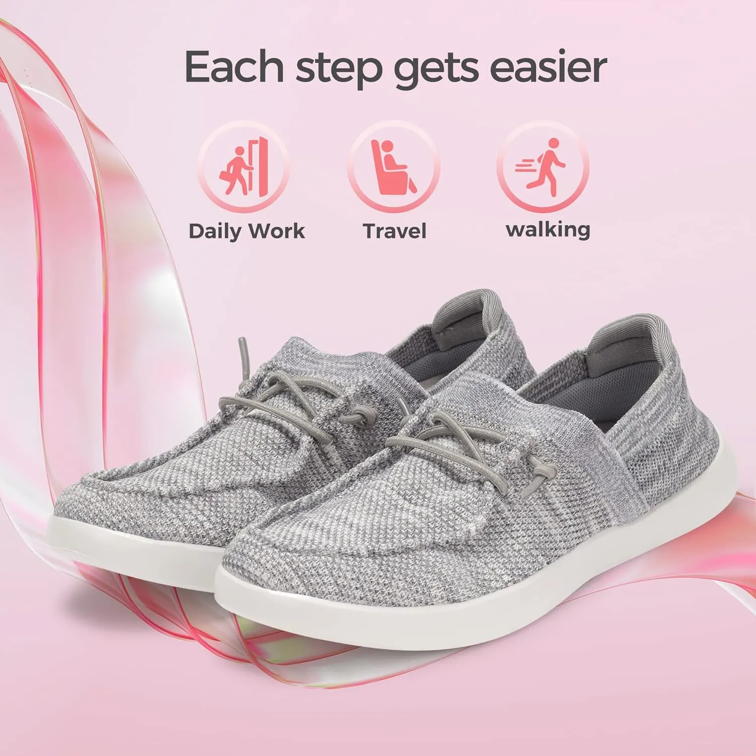 BELOS Women's Rhinestone Lace Up Loafers Shoes Comfortable Slip On Mesh Knit Walking Shoes Fashion Lightweight Sparkly Glitter Sneaker