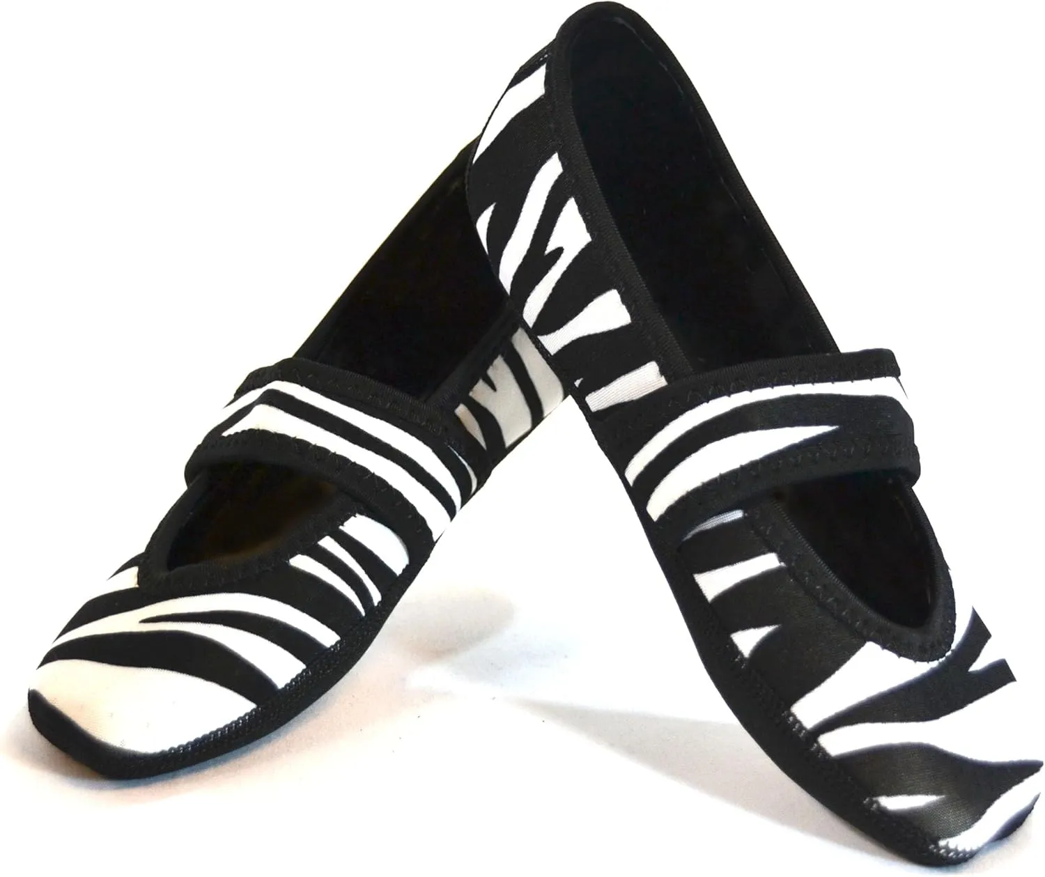 Betsy Lou Women's Slippers, Foldable, Flexible Flats, Slipper Socks, Travel Slippers, Exercise Shoe, Dance Shoe, Yoga Socks, House Shoes, Indoor Shoes, White Zebra, Medium