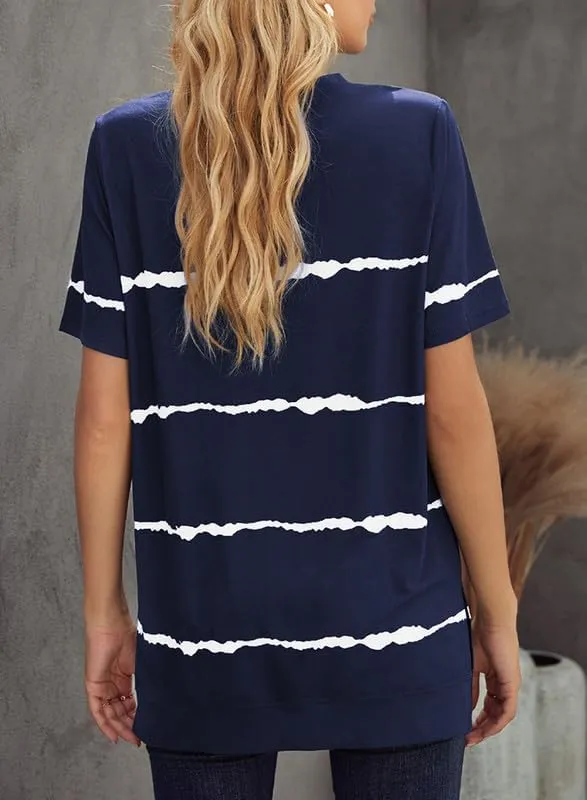 Biucly Womens Short Sleeve Crewneck Shirts Loose Casual Tee T-Shirt