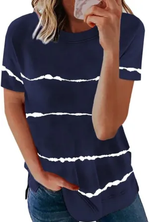 Biucly Womens Short Sleeve Crewneck Shirts Loose Casual Tee T-Shirt