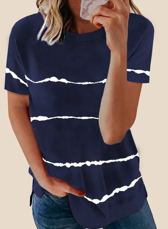 Biucly Womens Short Sleeve Crewneck Shirts Loose Casual Tee T-Shirt