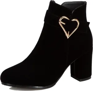 Block Heel Ankle Boots with Fashion High-Heeled for Women