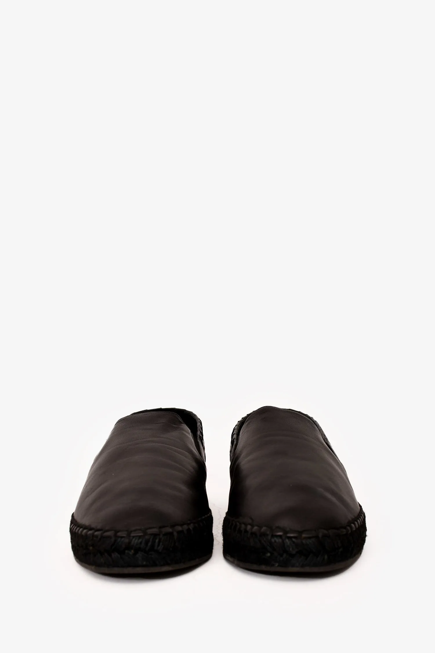 Bottega Veneta Black Leather Intrecciato Espadrilles Size 40