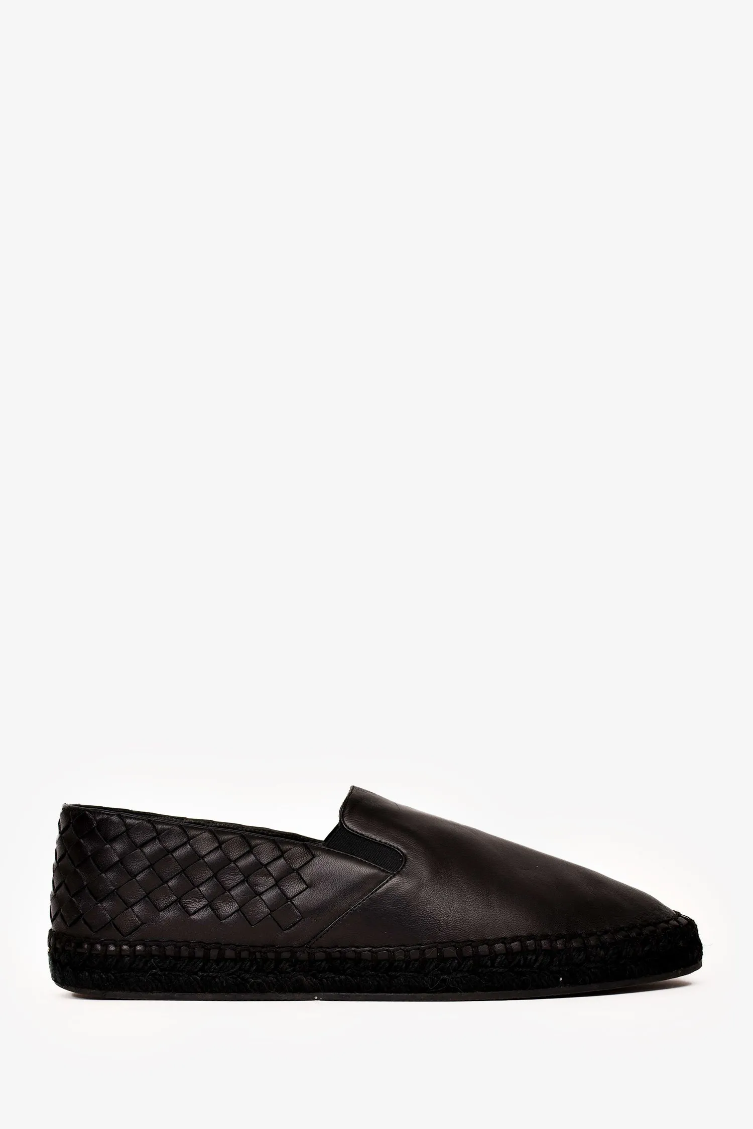 Bottega Veneta Black Leather Intrecciato Espadrilles Size 40